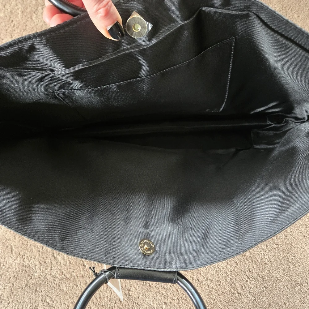 Kate Spade Black Woven Tote With Bangle Ring Handles - Picture 4 of 4